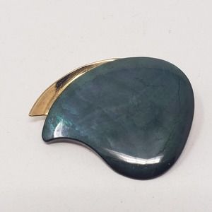Ges Gesch Abalone Gold Tone Brooch Pin Modernist